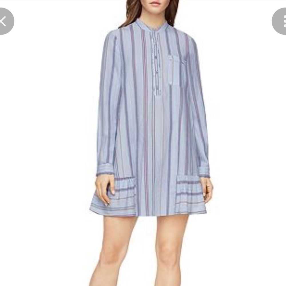 BCBGMaxAzria Lucile Blue Striped Peasant Midi Dress XXS